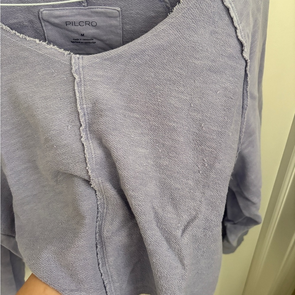 Anthropologie Pilcro Reworked Popover Sweater Lavender Women’s Medium Cotton - Picture 6 of 9